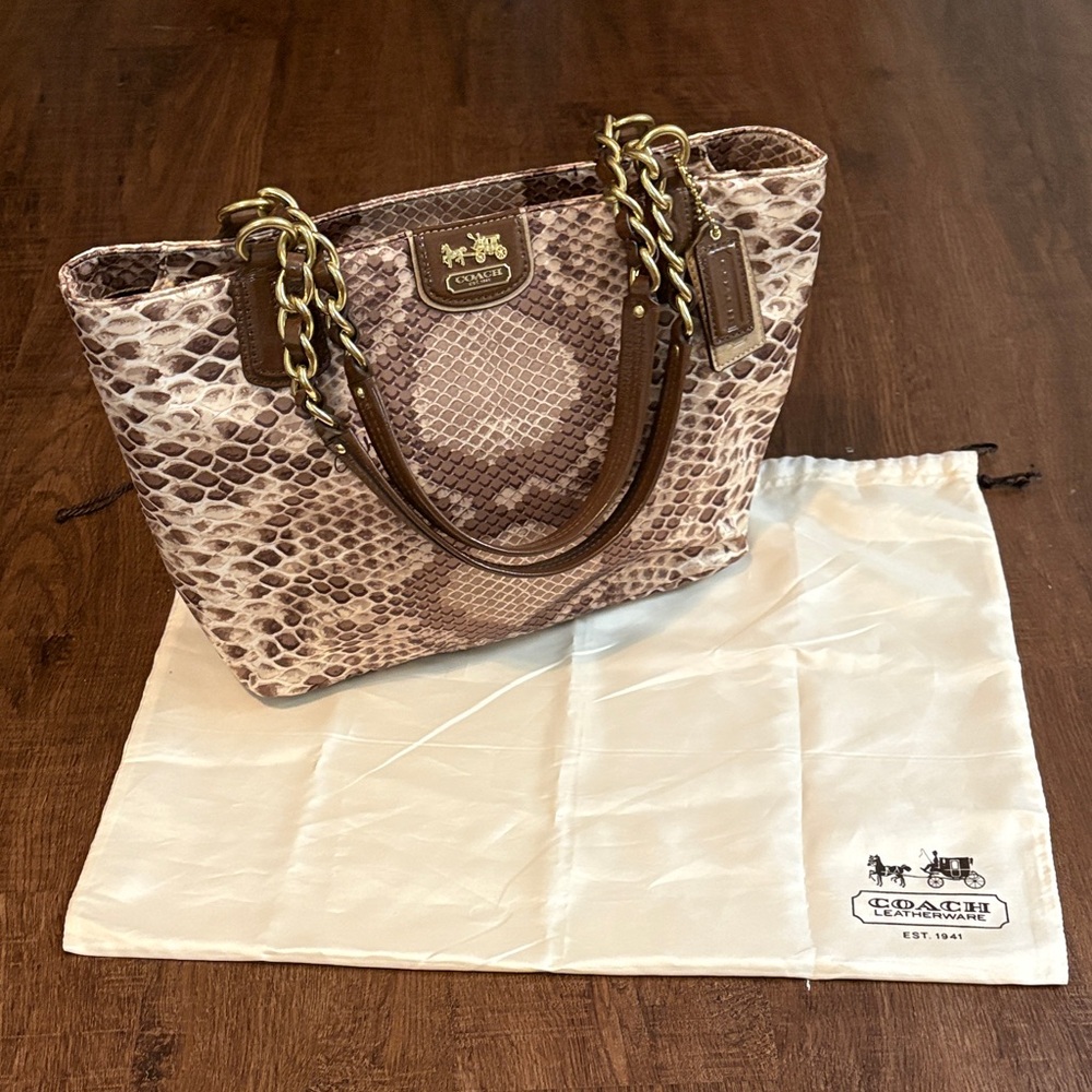 Coach Madison Python Print Shoulder Bag - image 1